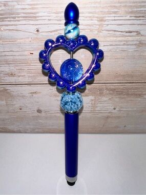 STYLUS PEN - Blue Heart-Topped Decorative